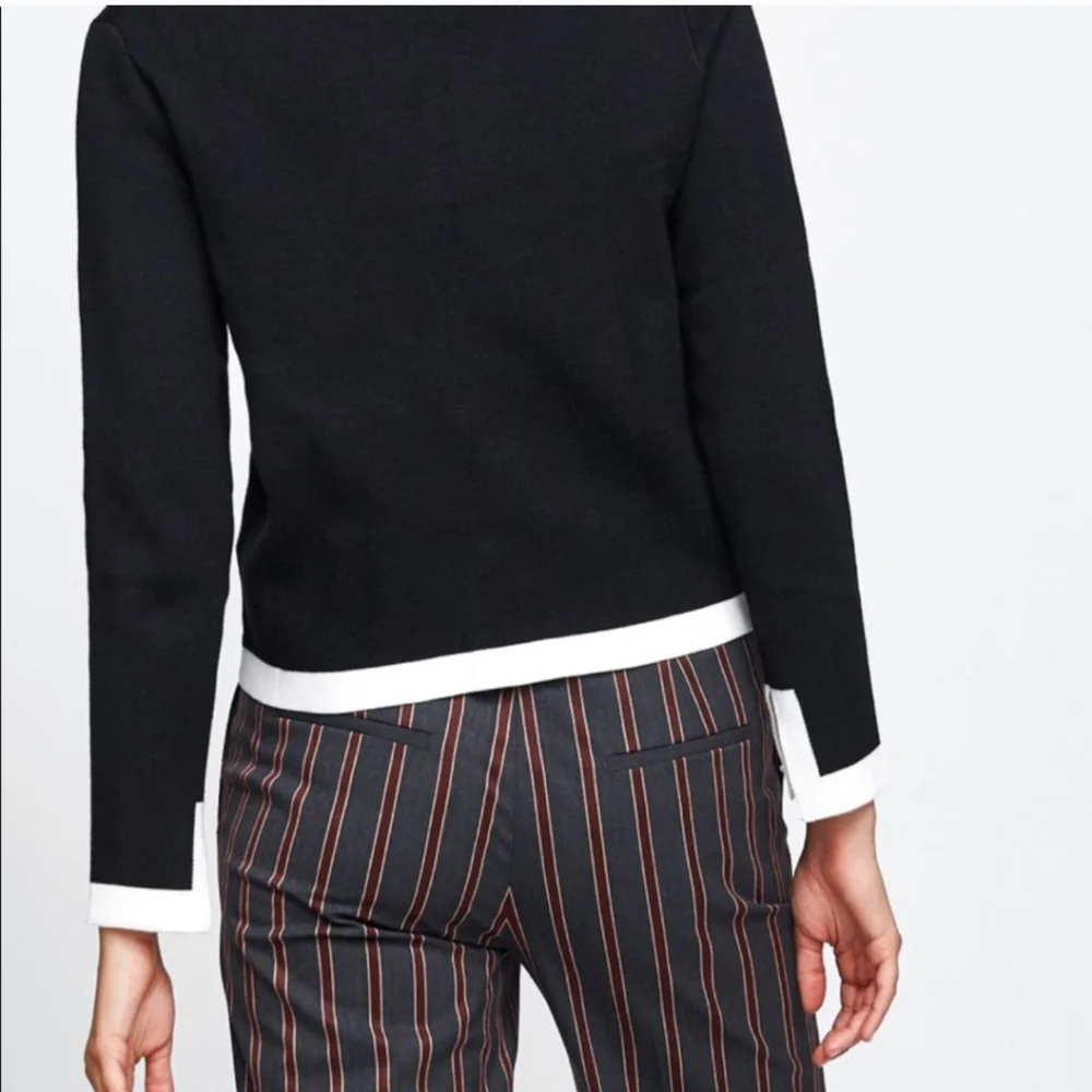 ZARA Black Cardigan w/ Faux Pearl Buttons with Matching Midi Skirt - Picture 8 of 13